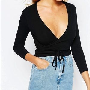 American Apparel Long Sleeve Wrap Top